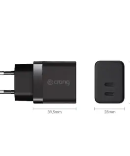 CRONG Mains зарядно 2xUSB-C 35W PD 3.0 z PPS черен