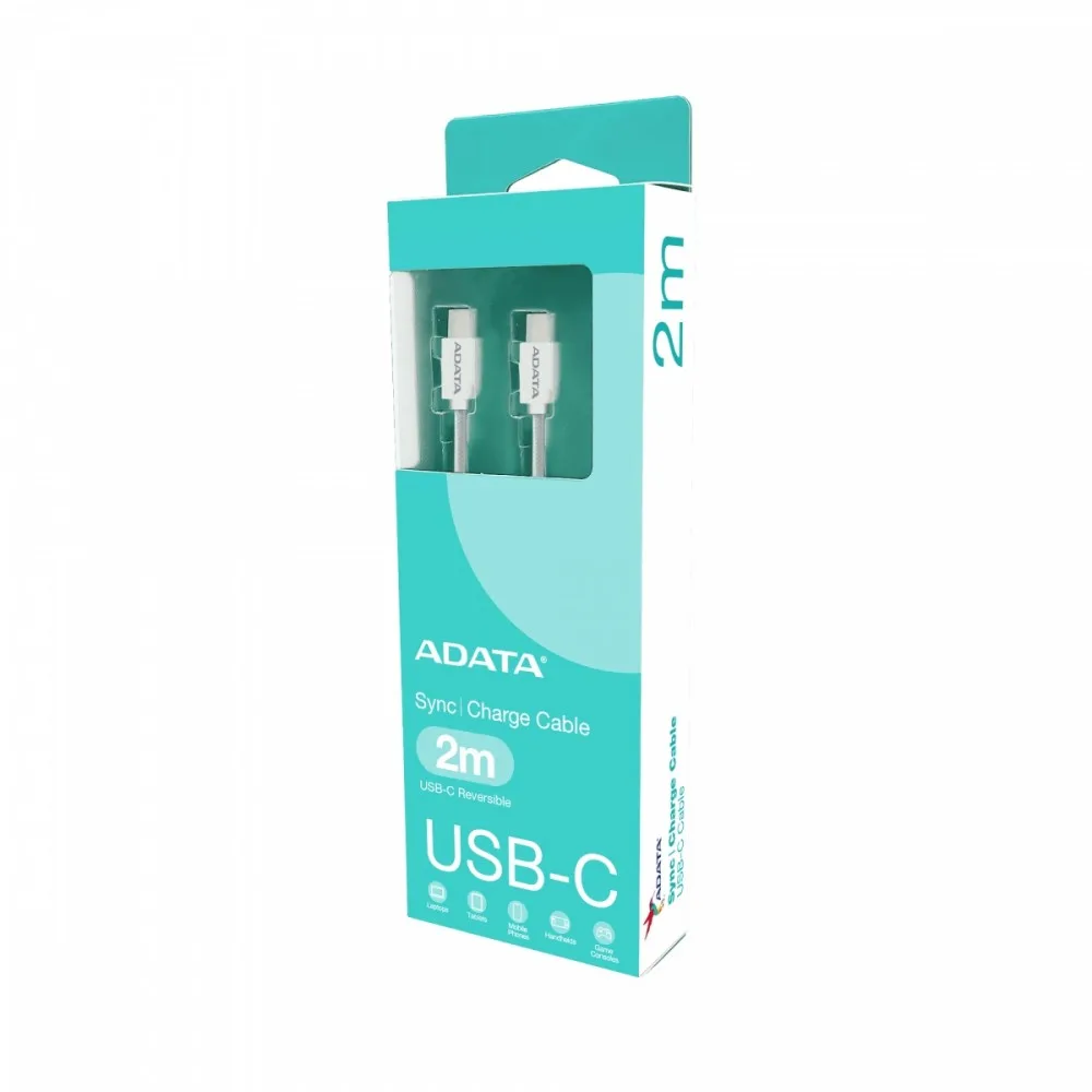 Adata кабел USB-C to USB-C 2.0/100W 200cm бял - Image 2