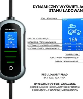 Qoltec EV electric зарядно за кола 11kW 400V WiFi TUYA 5m