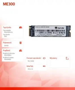 Alternative view of AFOX SSD drive ME300 M.2 PCI-Ex4 256GB TLC 2 GB/s NVMe
