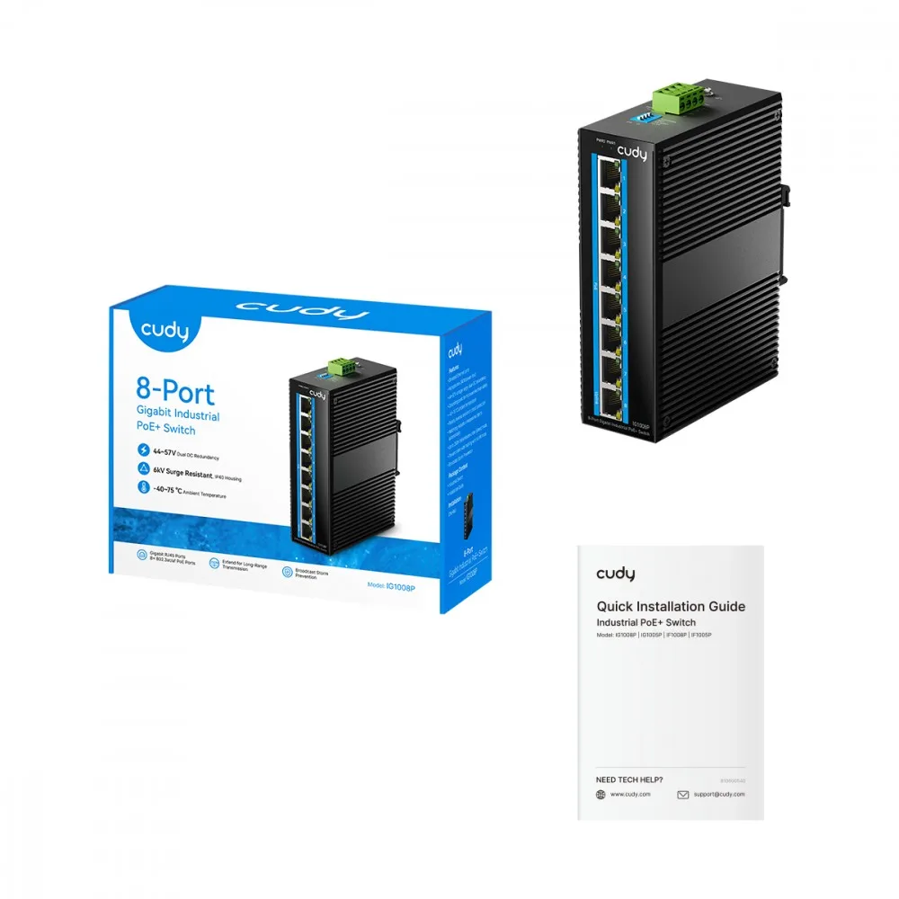 Cudy #CUDY IG1008P Switch 8-P ort Gb Industrial PoE - Image 3