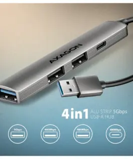 Alternative view of AXAGON HUE-STA HUB 4-port 1x USB 5Gbps 2xUSB2.0 +USB