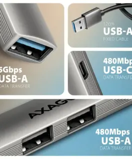 AXAGON HUE-STA HUB 4-port 1x USB 5Gbps 2xUSB2.0 +USB