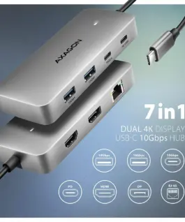 Alternative view of AXAGON HMC-CUB83X2 USB hub 7in 1 10Gbps HDMI DP PD GLA