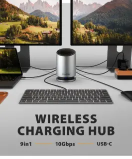 Alternative view of AXAGON HMC-WL9 USB hub 9in1 HDMI DP GLAN PD wir cha