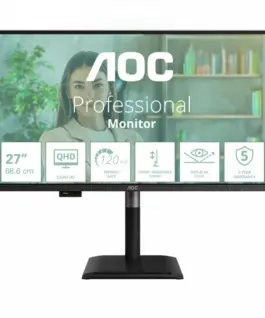 AOC Monitor Q27P4U 27-inch IPS 120 Hz HDMIx2 DP USB-C Pivot Speakers