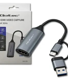 Qoltec адаптер USB C USB A HDMI 4K 30Hz aluminium
