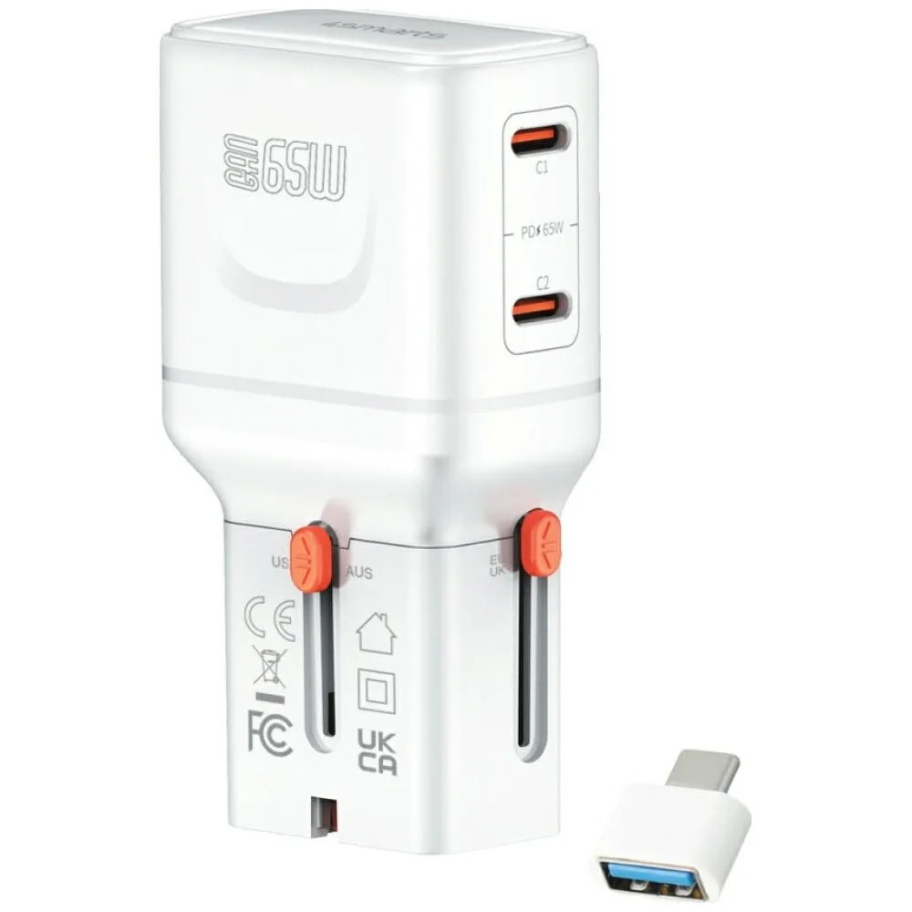 4smarts Travel зарядно World 65W USB-C + USB-A бял