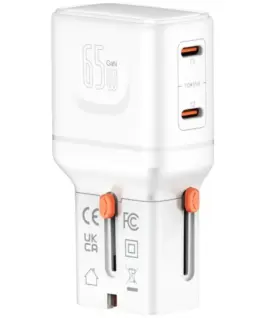 4smarts Travel зарядно World 65W USB-C + USB-A бял