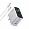 Anker зарядно USB-A + 2xUSB-C 100W SMART with display silver