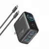 Anker зарядно USB-A + 2xUSB-C 100W SMART with display dark сив