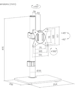 Alternative view of Gembird Height adjustable монитор stand, 17-32 inches, up to 9kg