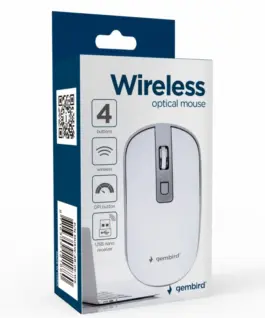Gembird Optical мишка wireless 4 buttons бял