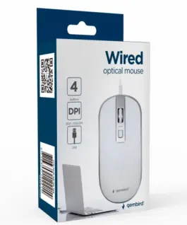 Gembird Optical мишка USB 1.35m бял-silver