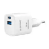 Gembird 2-Port USB fast зарядно with AC socket 20W бял