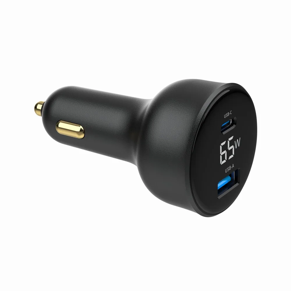 Gembird зарядно за кола 65W USB-A+C PD LCD черен - Image 2