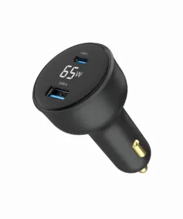 Gembird зарядно за кола 65W USB-A+C PD LCD черен