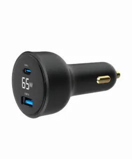 Gembird зарядно за кола 65W USB-A+C PD LCD черен