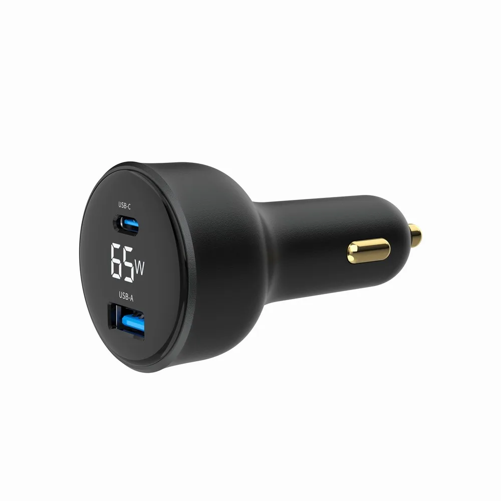 Gembird зарядно за кола 65W USB-A+C PD LCD черен - Image 4