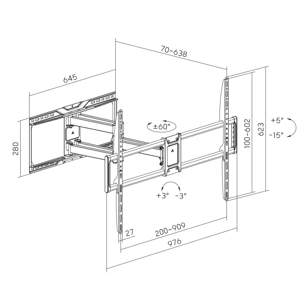 Gembird GEMBIRD TV wall mount full motion 50-105 bl - Image 2