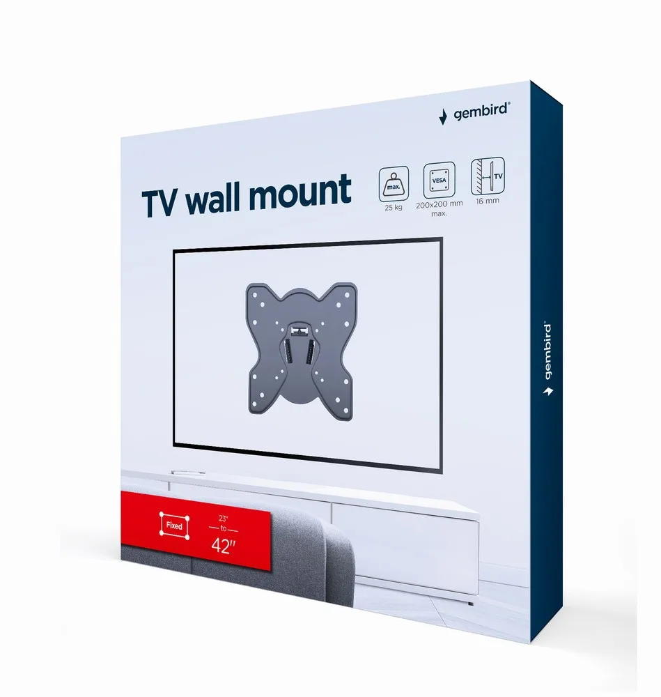 Gembird GEMBIRD fixed TV wall mount 23-42 25kg blac - Image 2