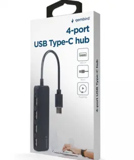 Alternative view of Gembird HUB USB-C 4 ports черен