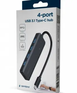 Alternative view of Gembird HUB USB-C черен 4 porty USB 3.1 Gen1 PD