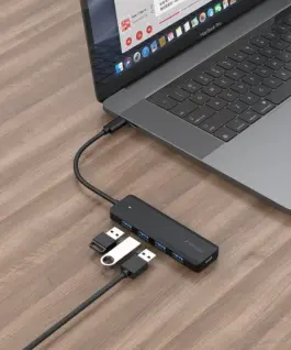 Gembird HUB USB-C черен 4 porty USB 3.1 Gen1 PD