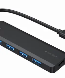 Gembird HUB USB-C черен 4 porty USB 3.1 Gen1 PD