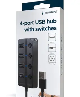 Alternative view of Gembird HUB USB 2.0 черен 4 ports with switches