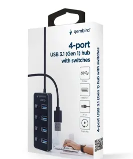 Alternative view of Gembird HUB USB черен 4xUSB3.1 switches on/off