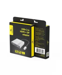 Gembird USB-C адаптер to HDMI+DP 4K 60Hz черен