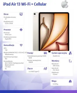 Alternative view of Apple iPad Air 13 inches WiFi + Cellular 128GB Starlight