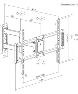 Gembird Full motion TV wall mount 37 inches-90 inches 50kg