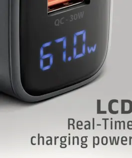 AXAGON ACU-PQ67D PD&QC 67W wal l зарядно LED display