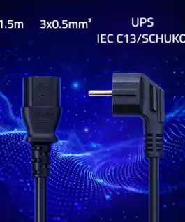 Alternative view of Qoltec Power кабел SCHUKO CEE angled plug IEC C13 1.5