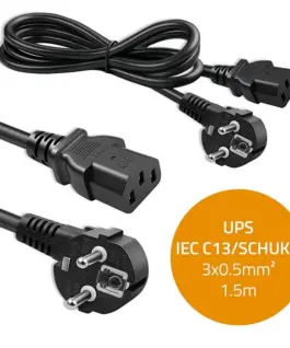 Qoltec Power кабел SCHUKO CEE angled plug IEC C13 1.5