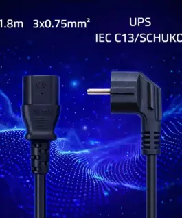 Alternative view of Qoltec Power кабел SCHUKO CEE angled plug IEC C13 1.8
