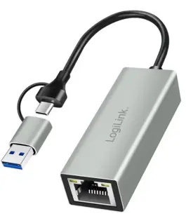 LogiLink USB-C to gigabit etherne t адаптер with 2in1 USB