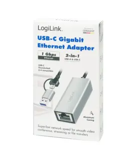 LogiLink USB-C to gigabit etherne t адаптер with 2in1 USB