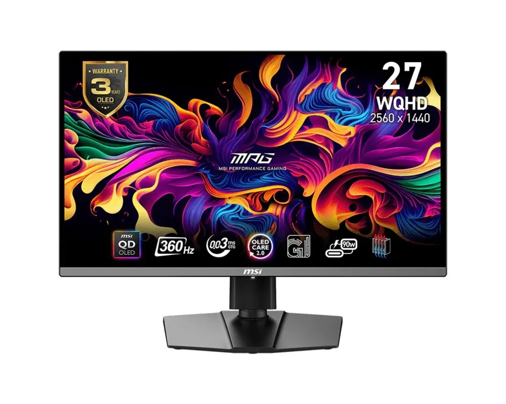 MSI Monitor MPG 271QRX QD-OLED 26.5 inches/LED/WQHD/FLAT/360Hz/черен