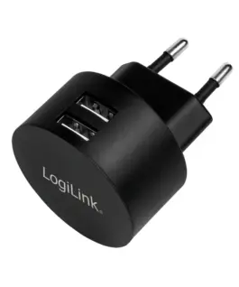 LogiLink Dual USB socket адаптер, 10.5W, 2xUSB-A, черен