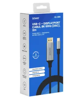 Alternative view of Savio кабел CL-208 USB-C-DP 1.2, 2m SAVIO