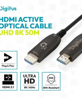 Digitus AOC HDMI Hybrid кабел за връзка | HDMI-A Male-Male | HDMI 2.1 | UHD-2 8K@60Hz | 48Gbps | HDR