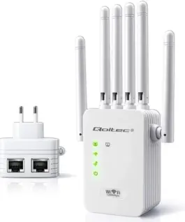 Alternative view of Qoltec WiFi 6 signal booster Repeater Access Point