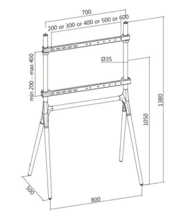 LogiLink TV stand 49-70 inches with walnut wooden legs