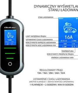Qoltec Electric зарядно за кола 7kW 230V CEE 32A WiFi LCD 5
