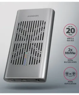 Alternative view of AXAGON EEM2-20GB USB-C enclosu re Gen2 2xNVMe M.2 SSD