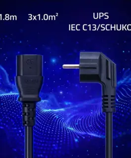 Alternative view of Qoltec Power кабел SCHUKO CEE angled plug IEC C13 1.8