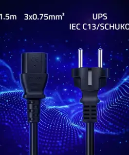 Alternative view of Qoltec Power кабел SCHUKO CEE IEC C13 3x0.75mm2 1.5m